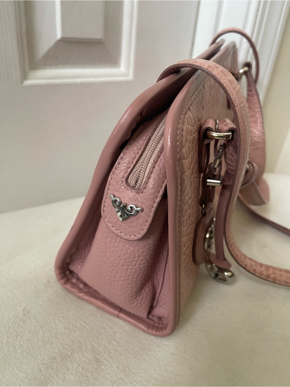Brighton Pink Croc-Embossed Satchel with Heart Charms - Picture 6 of 11